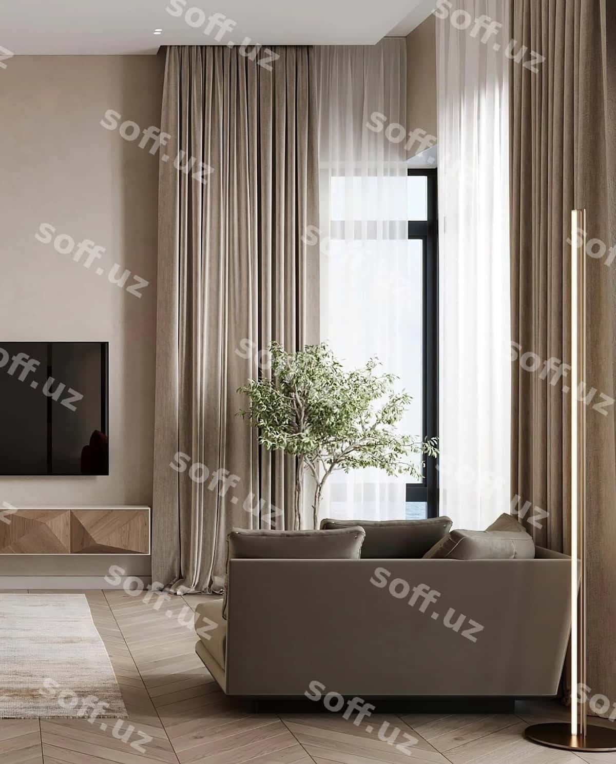 O'yin xona divanli daraxtli burch | Living room with couch tree corner 1