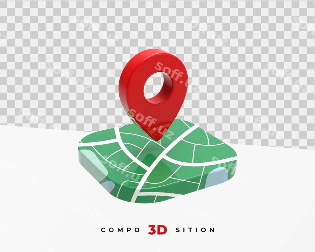 Joylashuv belgisi 3D renderlash | Location icon 3d rendering 1