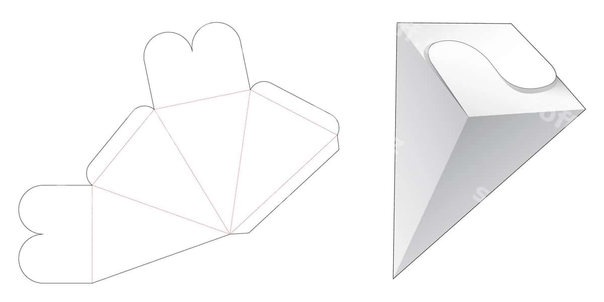 Yopiq fliplama piramida qutisi die cut shabloni | Locked flip pyramid box die cut template 1