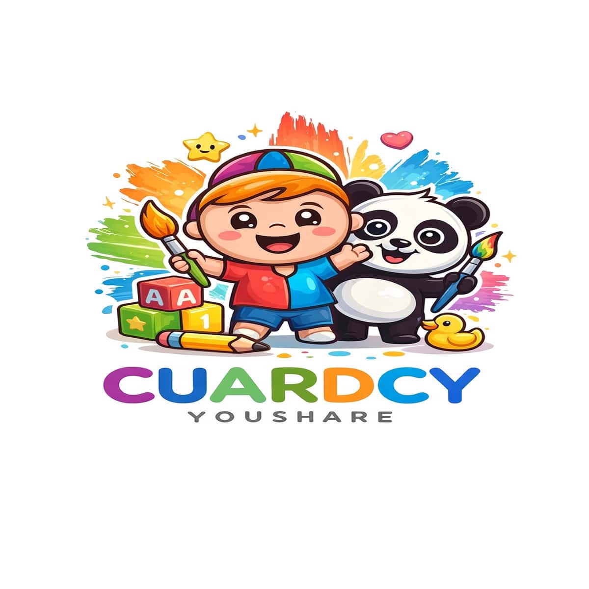 Cute Kids Panda Cartoon Logo 2