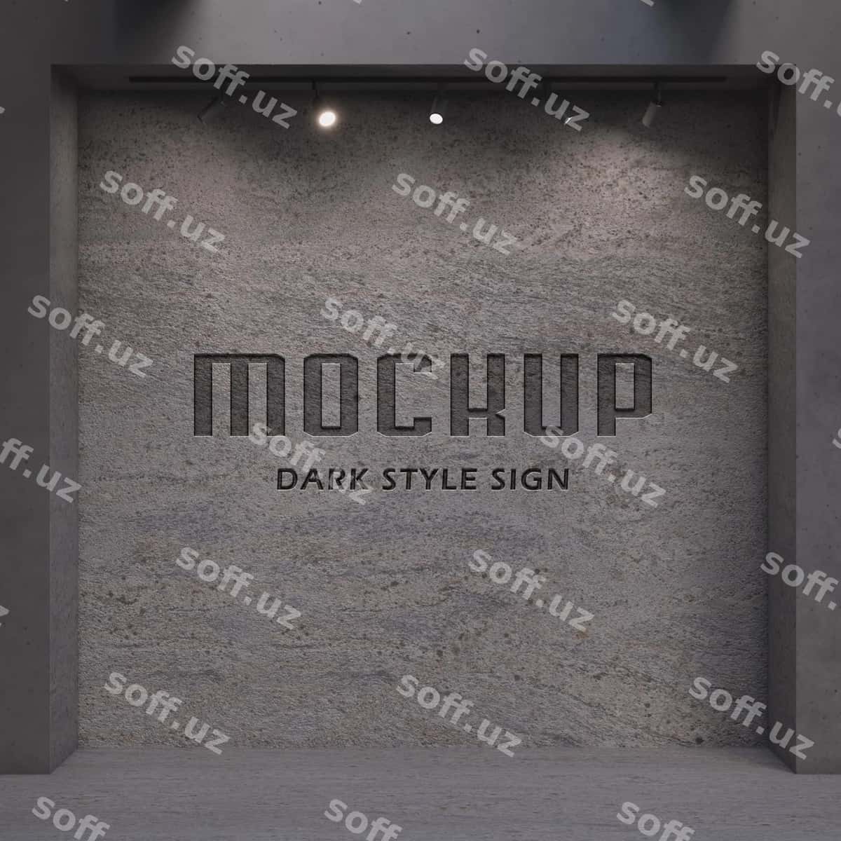 Logo qora devor namunasi | Logo dark wall mockup 1