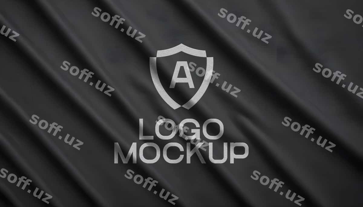Logotip namunasi qora matoda | Logo mockup black fabric 1