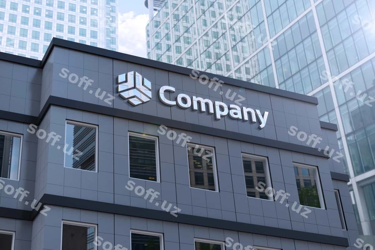 Logo mockup zamonaviy kulrang binо | Logo mockup modern gray building 1