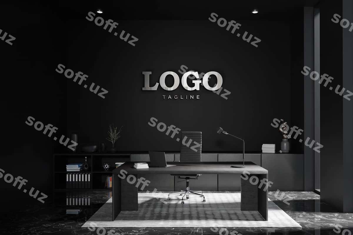 Logotip namuna ofis menejeri devori | Logo mockup office manager wall 1