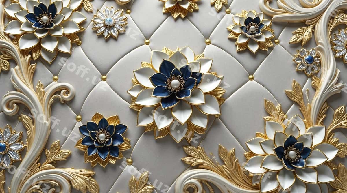 Hashamatli 3D gulli bezak | Luxurious 3d floral embellishment 1