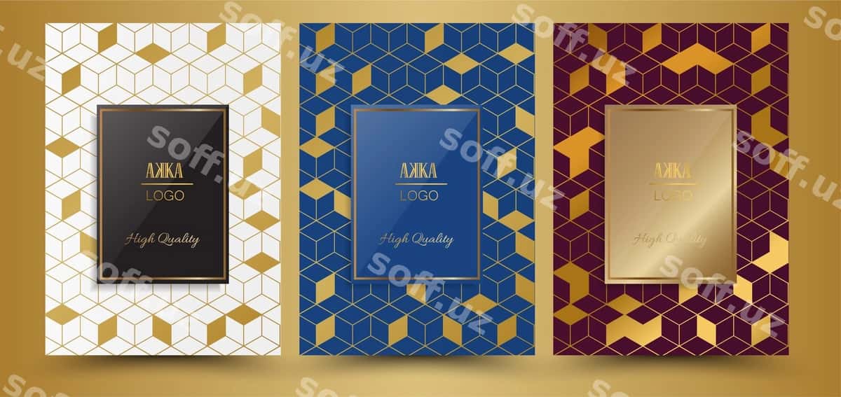 Hasharot premium geometrik menyu varaqasi | Luxury premium cover menu geometric 1