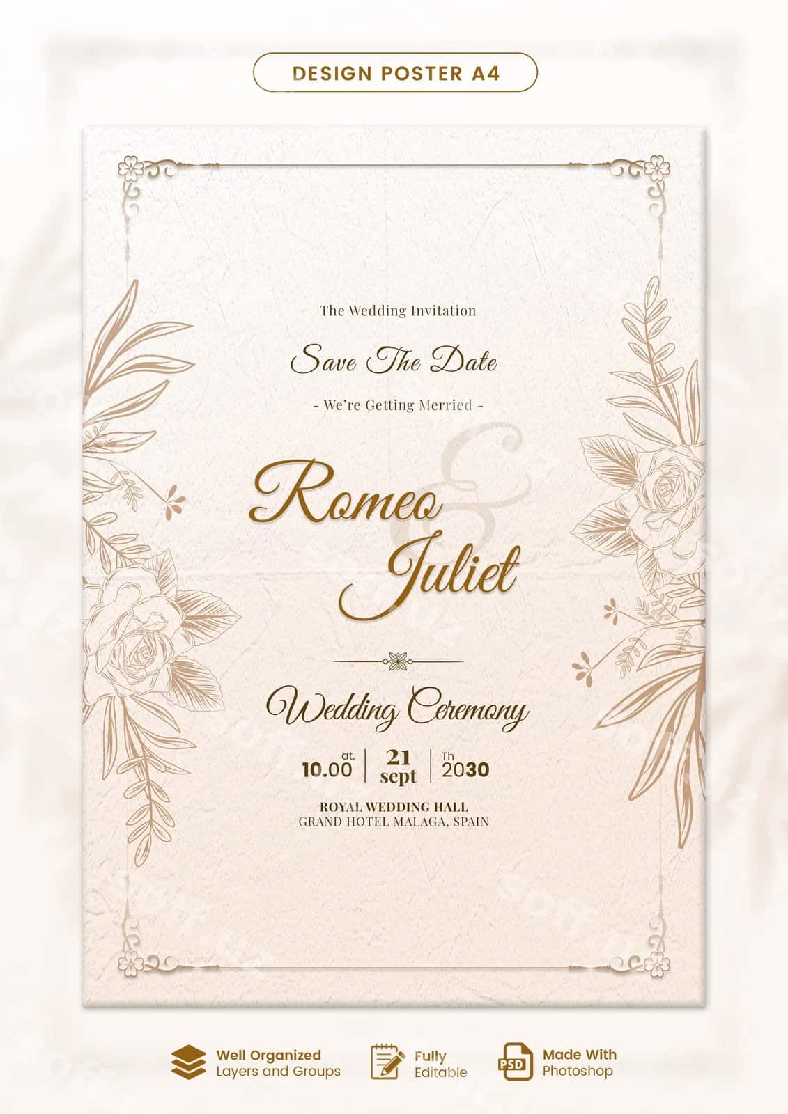 Hashamatli to'y taklifnomasi shabloni | Luxury wedding invitation template 1