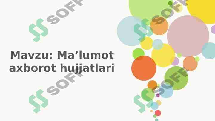 Maʼlumot axborot hujjatlari 1