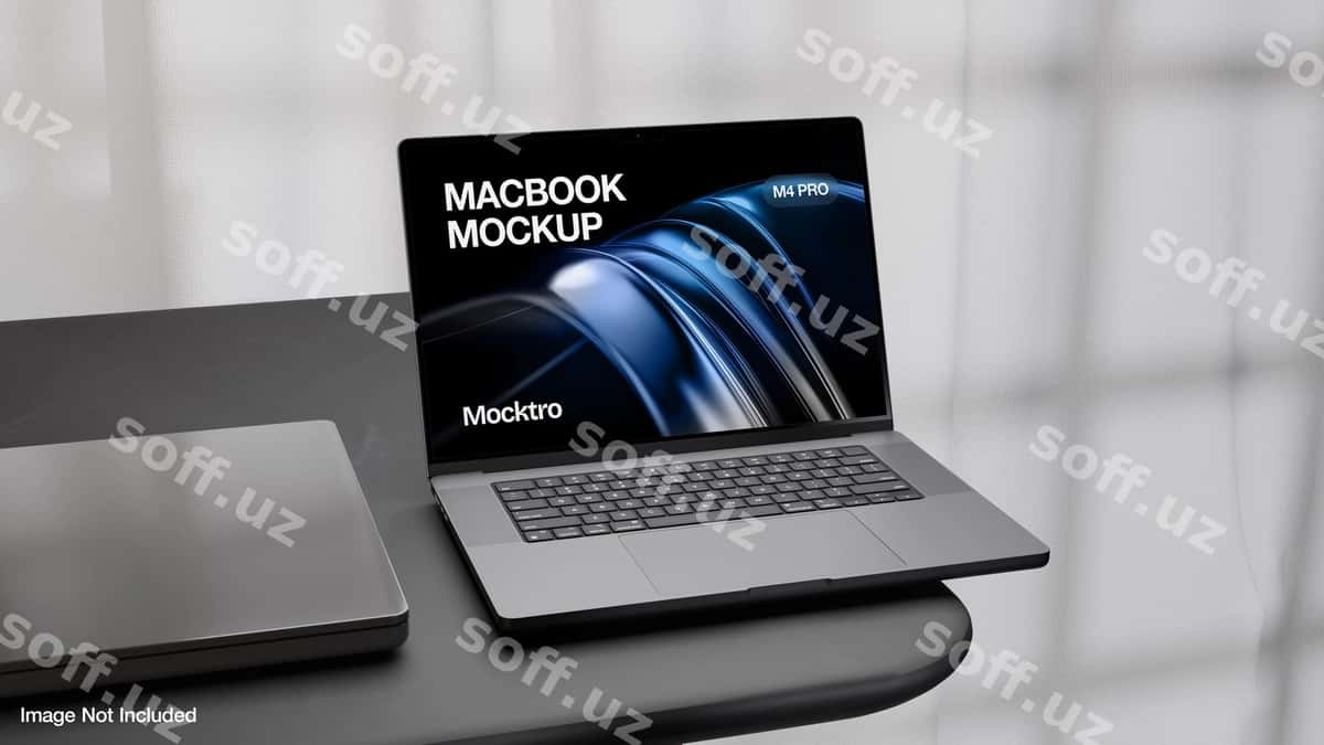 Macbook pro maketi zamonaviy stol | Macbook pro mockup modern table 1