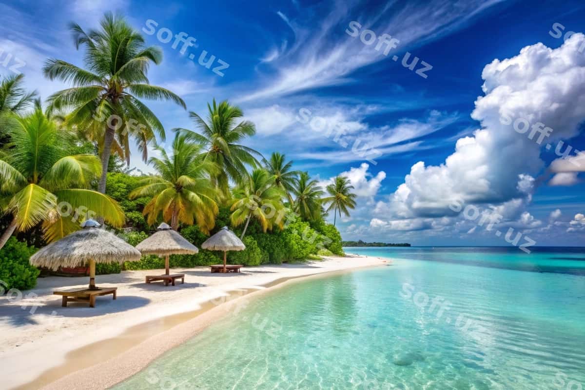 Maldives orollari okean tropik pochtasi | Maldives islands ocean tropical beach 1