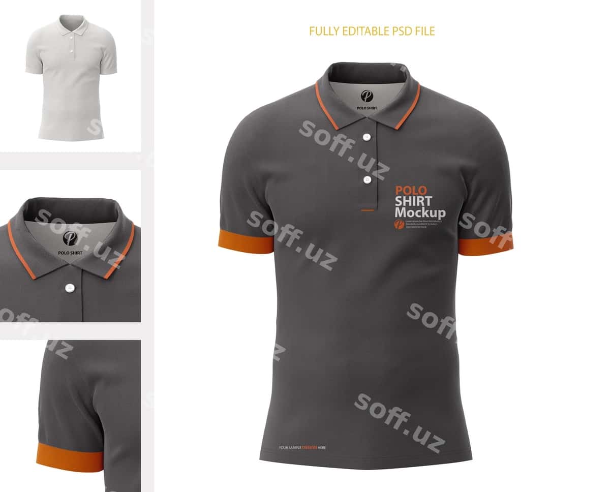 Erkak polo ko'ylak namunasi | Male polo shirt mockup 1