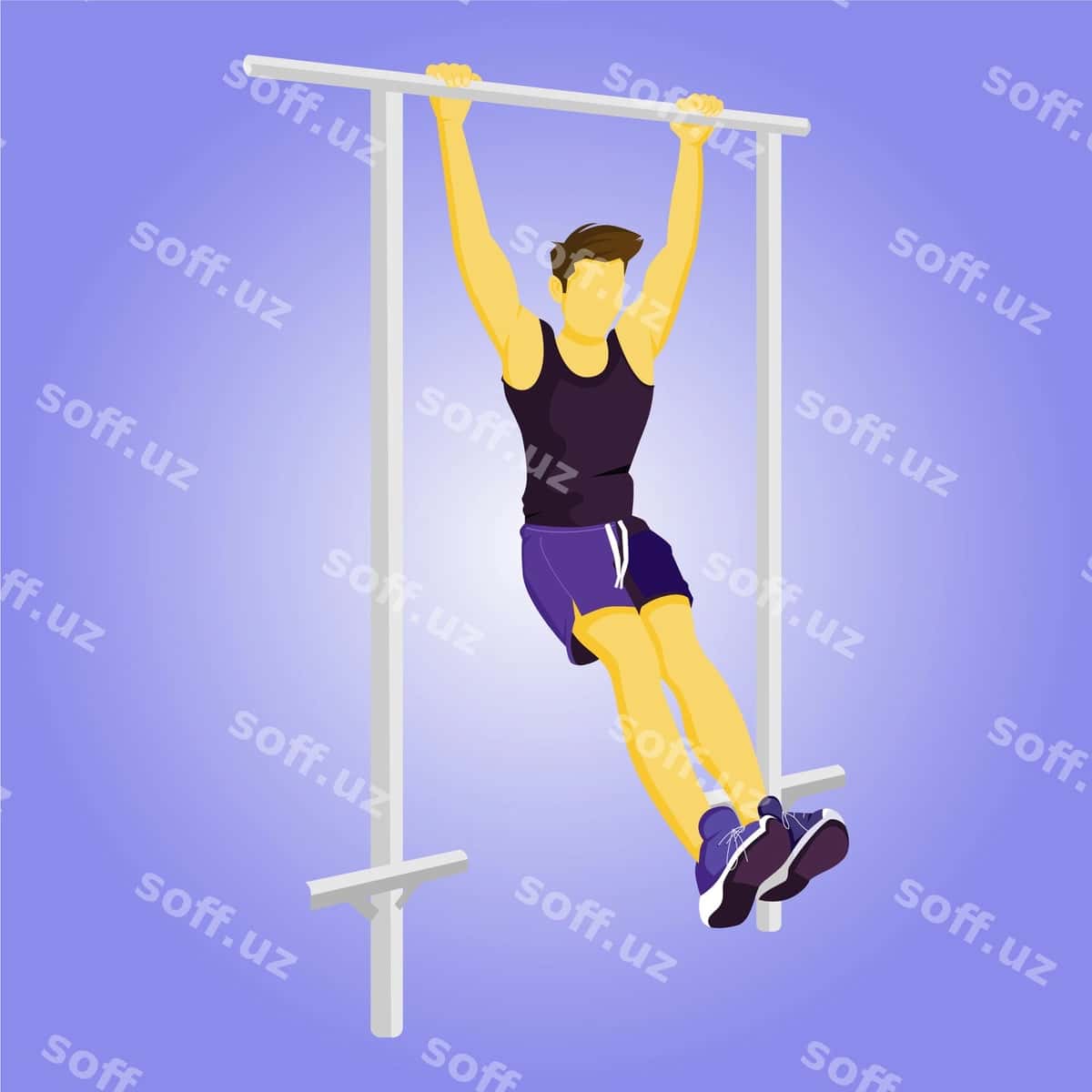 Inson asib ko'k fonli bar da. | Man is hanging bar with blue background 1