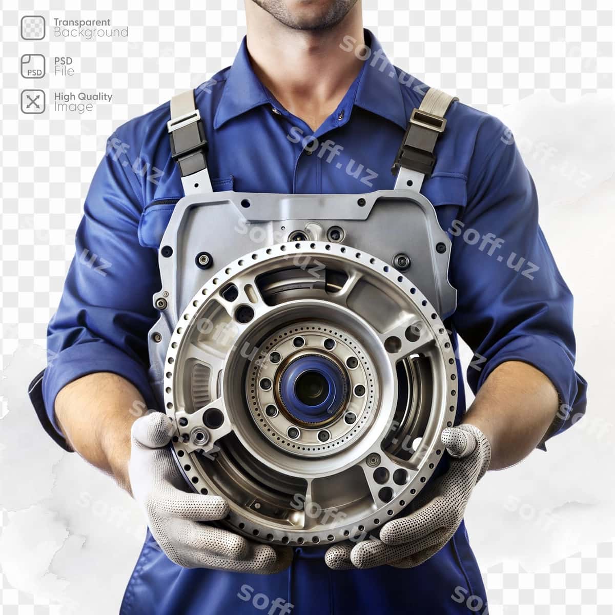 Erkak qo'lida mashina dvigatelini ushlab turibdi | Man is holding car engine his hands 1