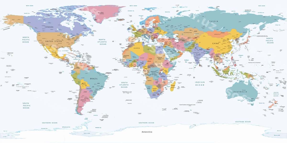 Dunyo xaritasini davlatlar nomi bilan | Map world with name country it 1