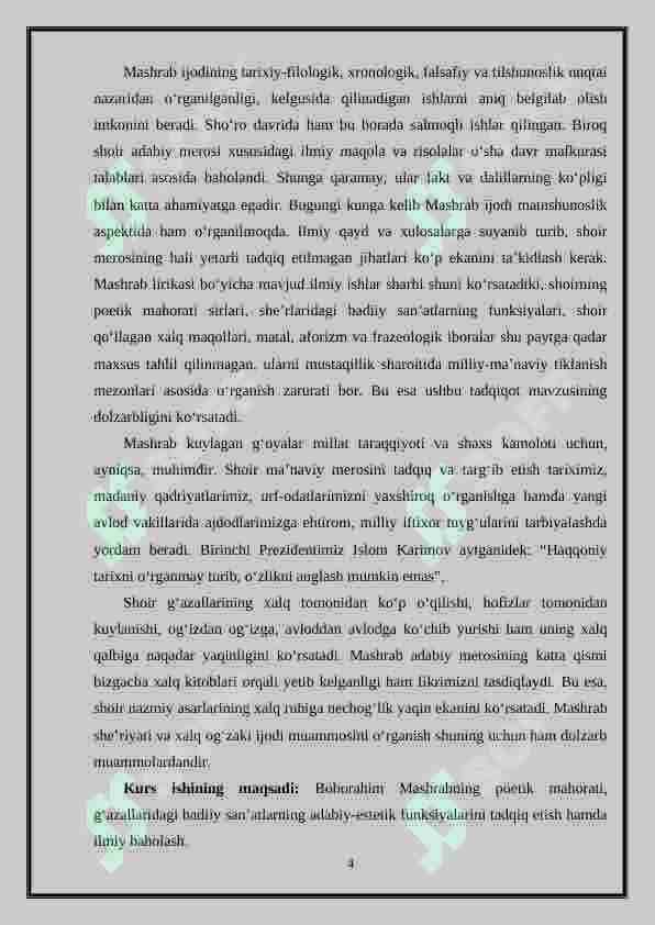 Mashrab g‘azallarida dunyoning o‘ziga xos badiiy-falsafiy idrok etishi 4