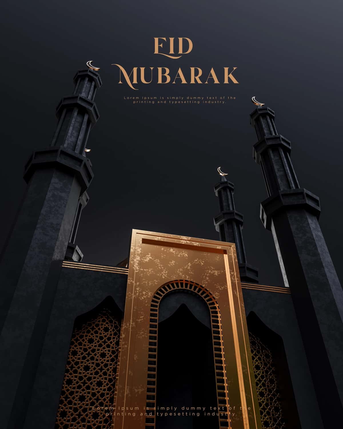 Iyd al fitr hayit muborak qora masjid islomiy bezak tabriklari | Eid al fitr eid mubarak black mosque islamic decoration greetings 1
