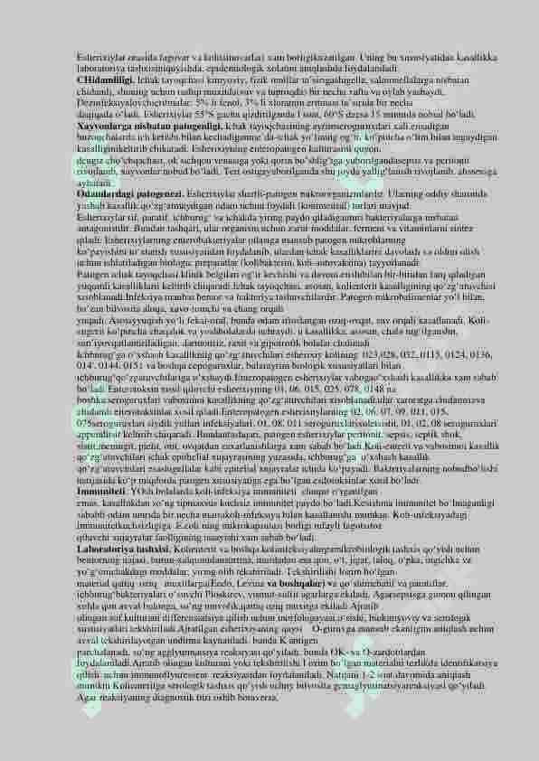 Yuqumli ichak kasalliklari-ichak tayoqchalari. Ovqatdan zaharlanishni keltirib chiqaruvchi mikroorganizmlar: salmonelyoz, botulizm 2