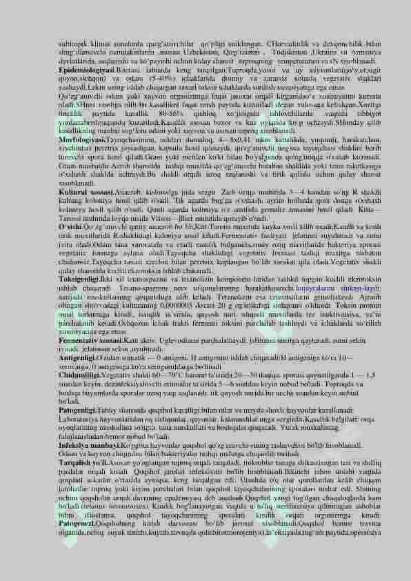 Patogen anaeroblar. Qoqshol, gazli gangrena 2