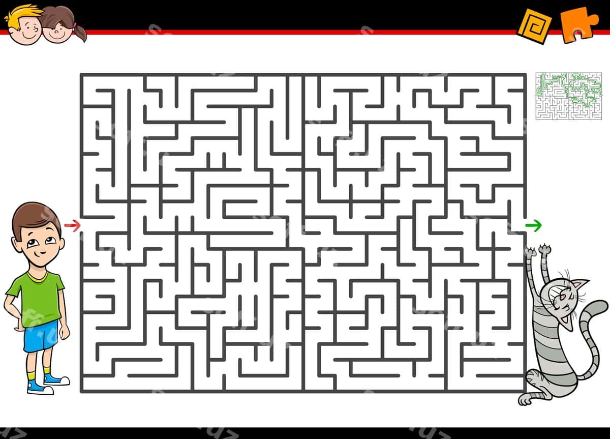 Mazalama labirint o'yini o'g'il mushuk bilan | Maze labyrinth activity game with boy cat 1