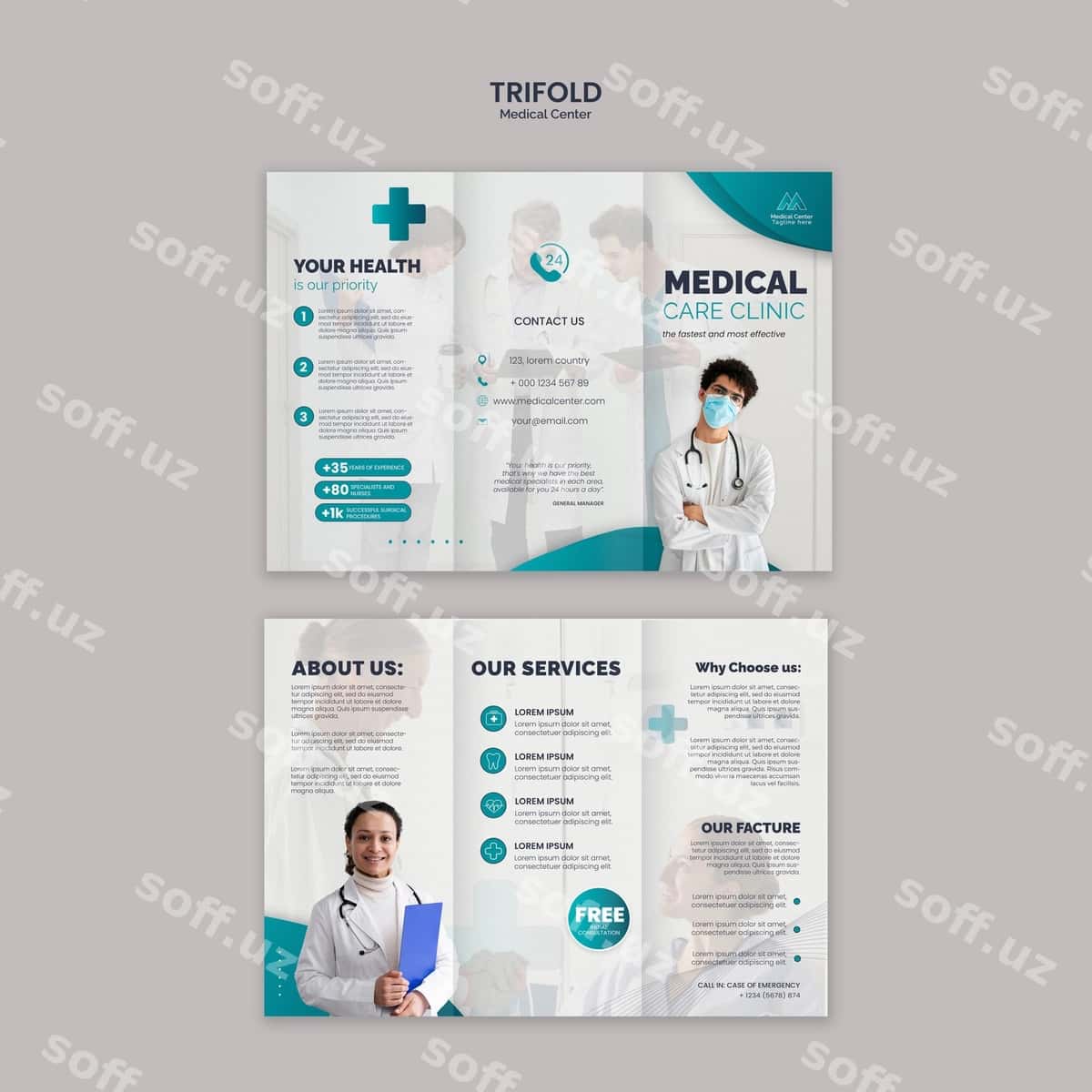 Tibbiyot markazi shablonini loyihalash | Medical center template design 1