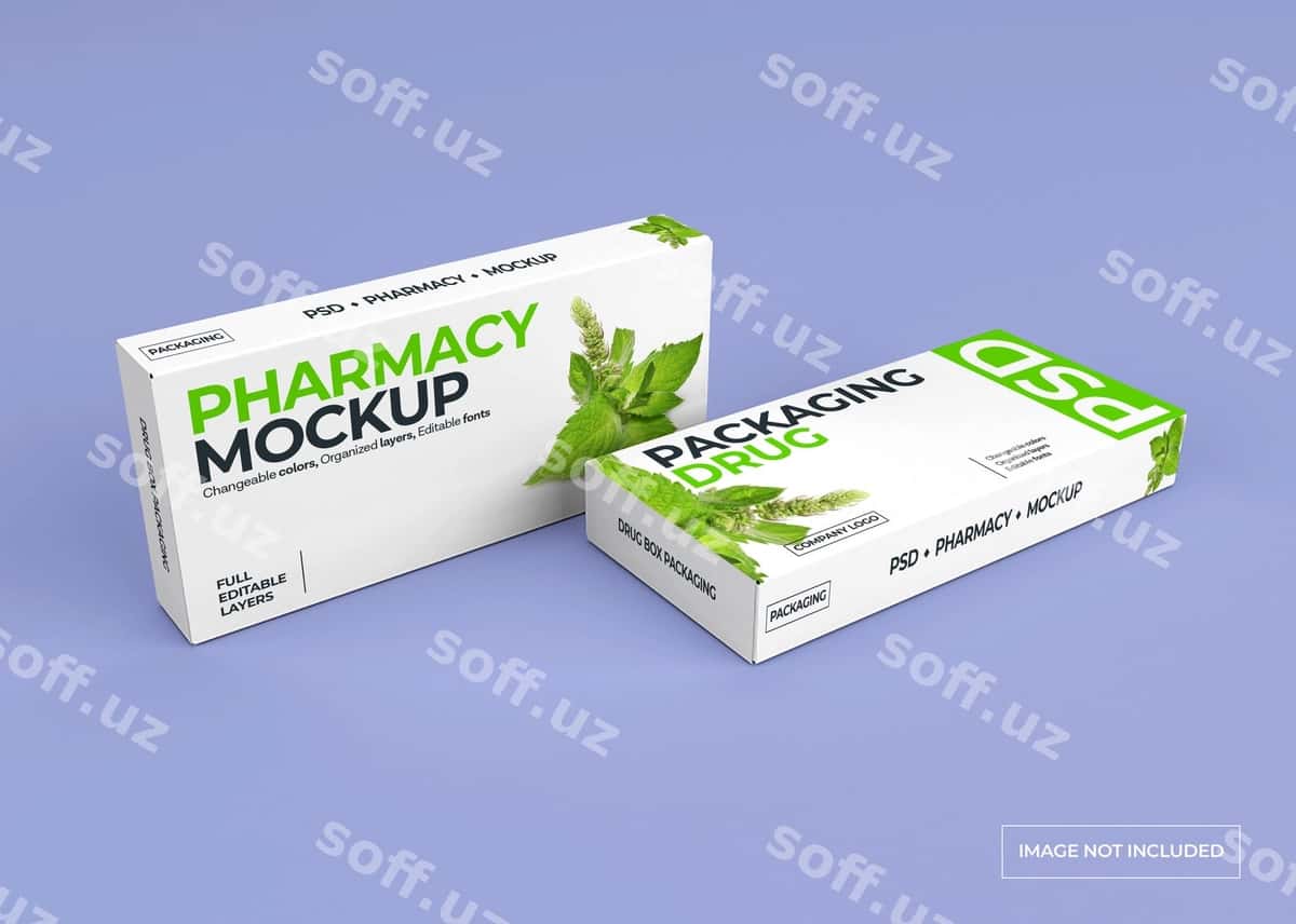 Medikamentlar qutisi brendlash qadoqlash namunasi | Medication box branding packaging mockup 1