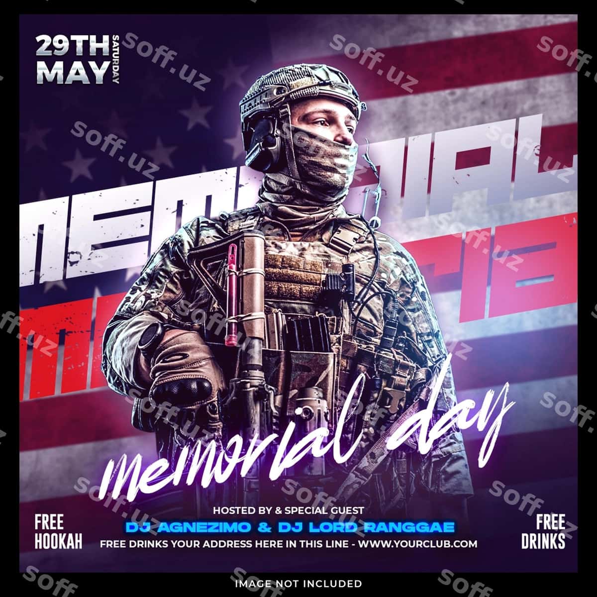 Xotira kuni uchun shablon | Memorial day post template 1