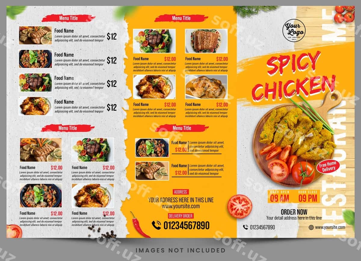 Menyu achchiq qovoq bilan taom rasmi | Menu spicy chicken with picture food it 1