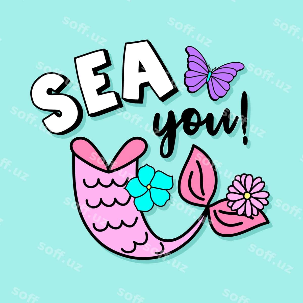 Buzmuncha tilagi dovonlar va gullar bilan | Mermaid tail with butterflies flowers 1
