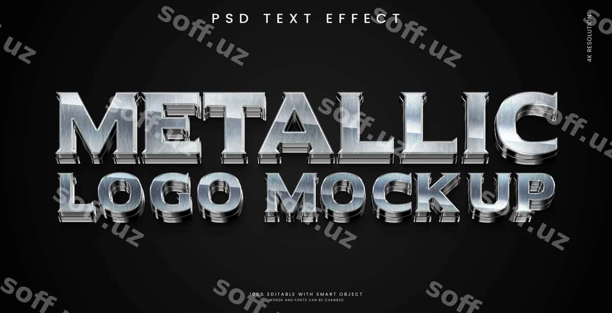 Metallik 3D logo mockup matn effekti | Metallic 3d logo mockup text effect 1