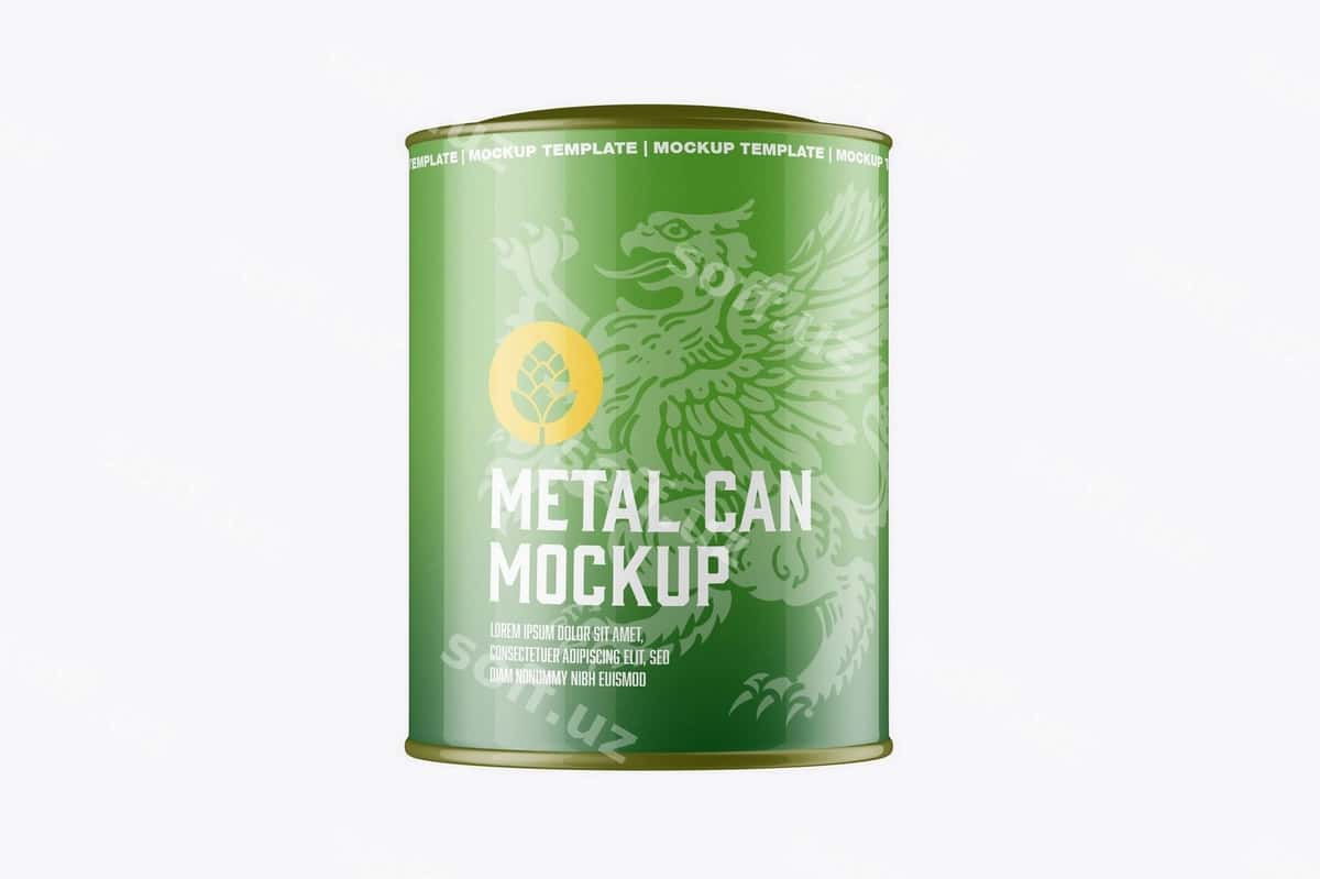 Metalik banka namunasi 3d render | Metallic can mockup 3d render 1