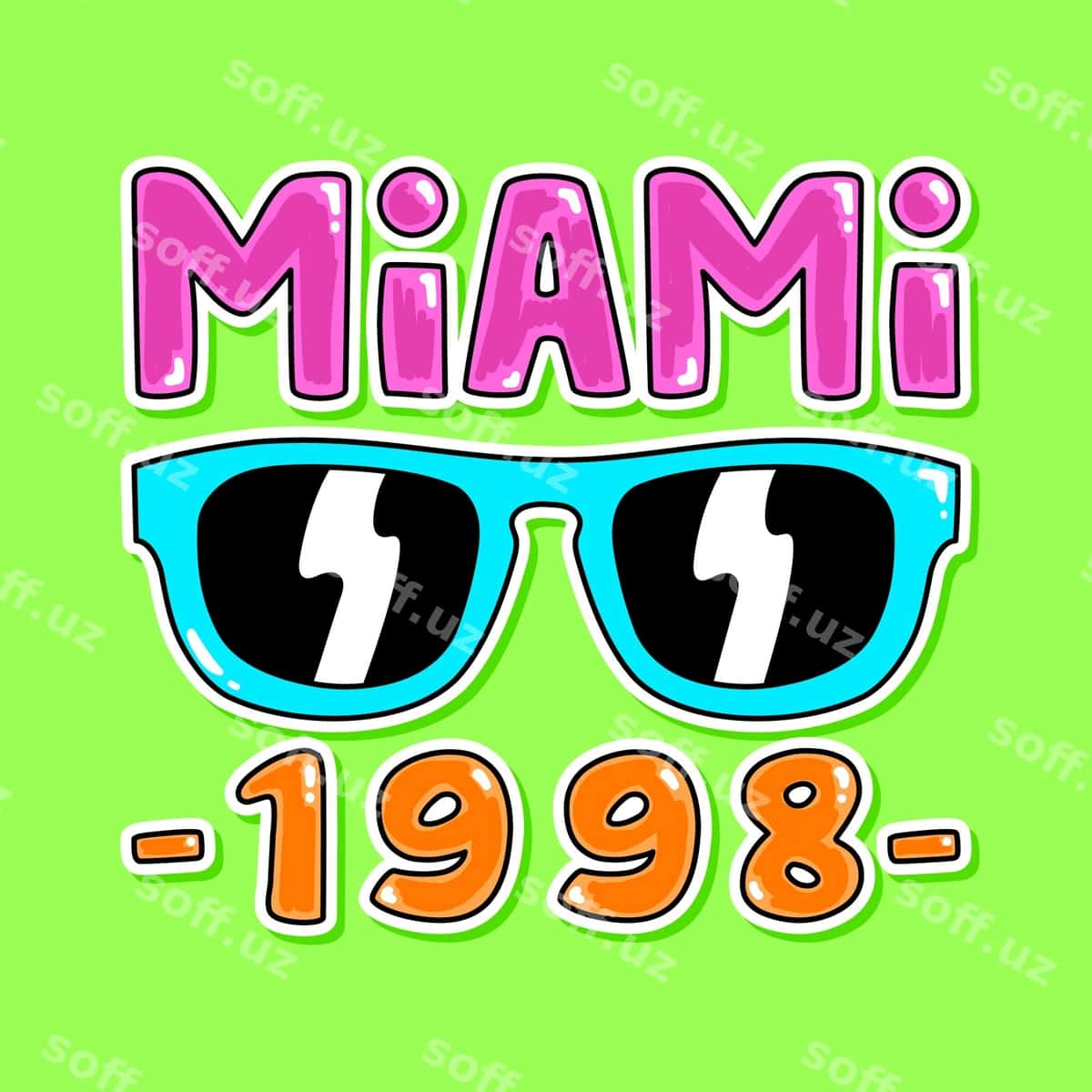 Miami 1998 yoz chizmasi ko'z qo'ygan | Miami 1998 summer print with sunglasses 1