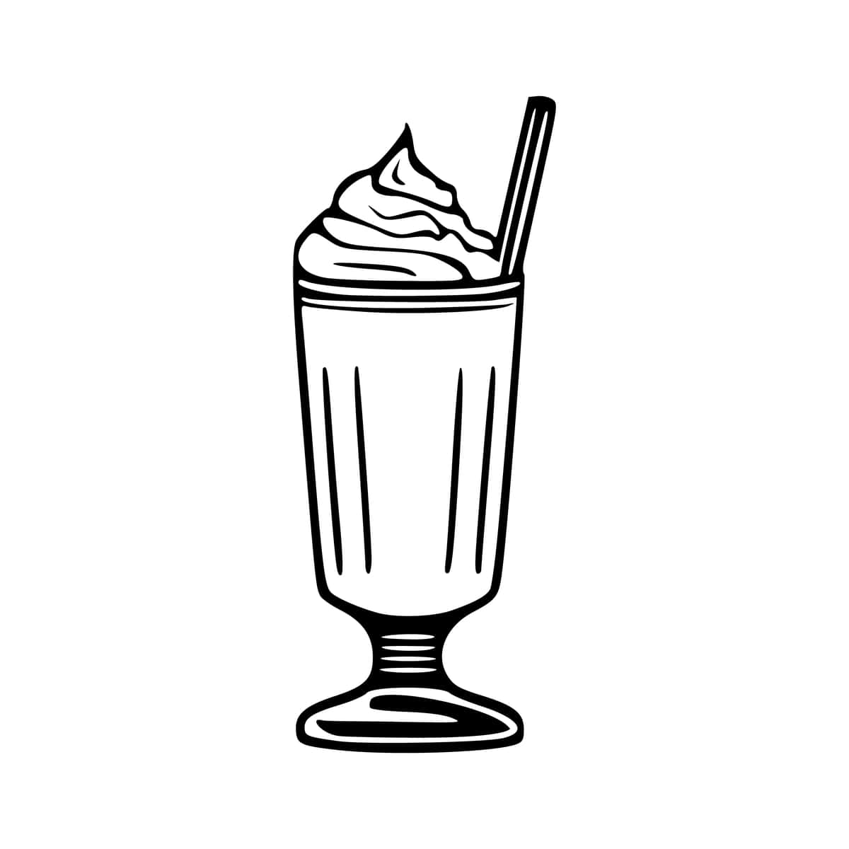 Milkshake ichimligining qora konturlari vektor tasviri | Milkshake drink black outlines vector illustration 1