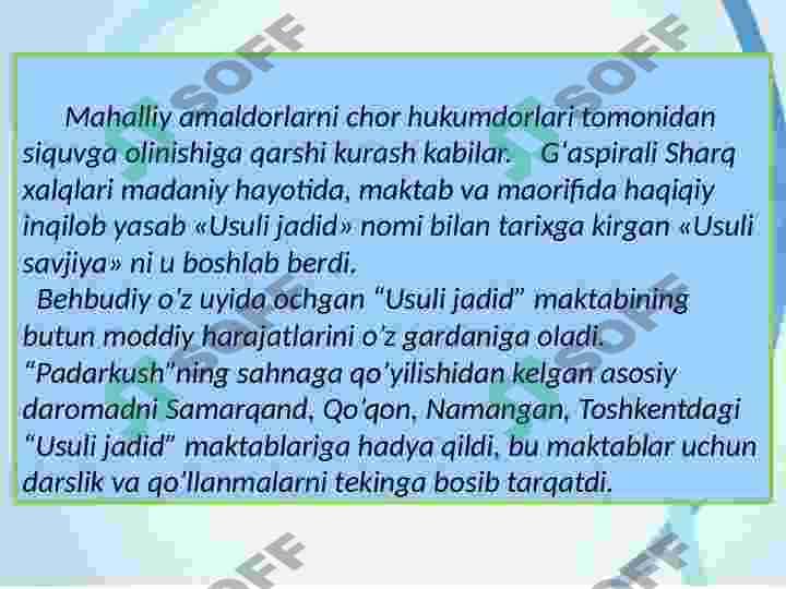 Pedogogik  faoliyatda  jaded  ma’rifatparvarlarning merosidan foydalanish 4