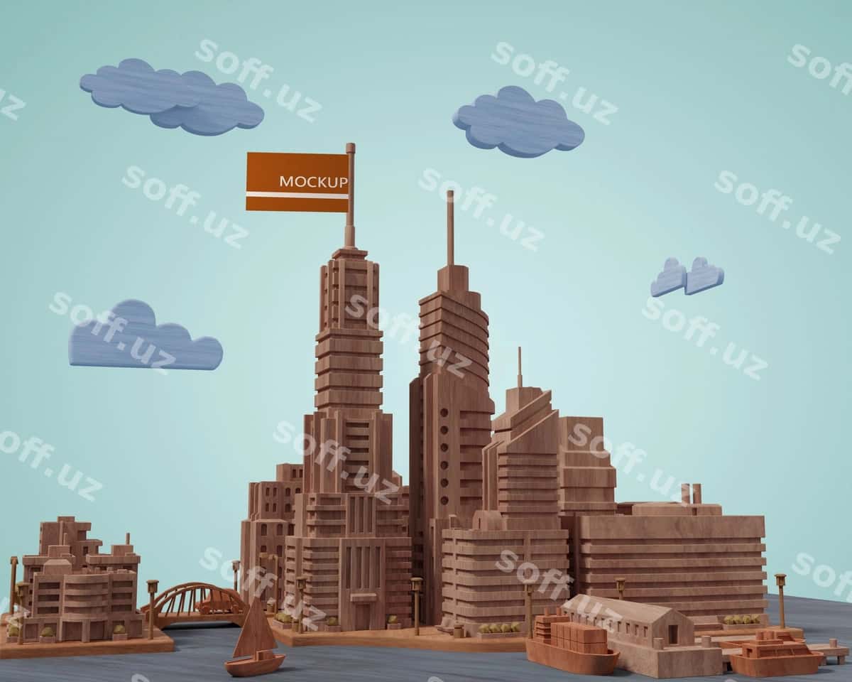 Mock-up shaharlar 3D binolari | Mock up cities 3d buildings 1