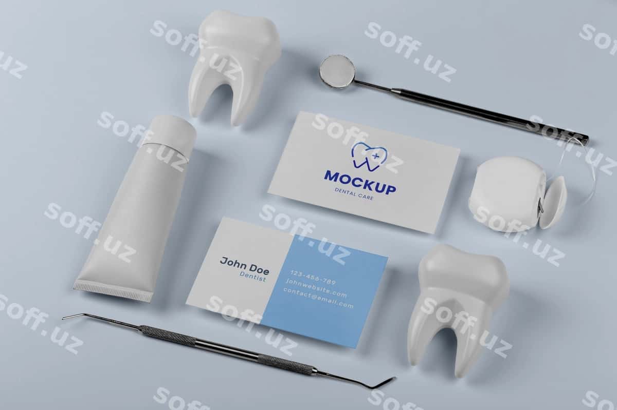 Namuna dizayn tish biznes kartasi | Mock up design dental business card 1
