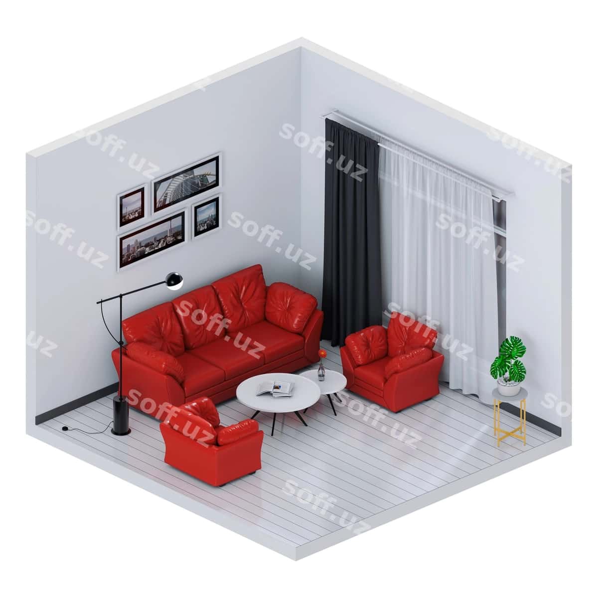 Namuna ichki o'yin xonasi | Mock up interior living room 1