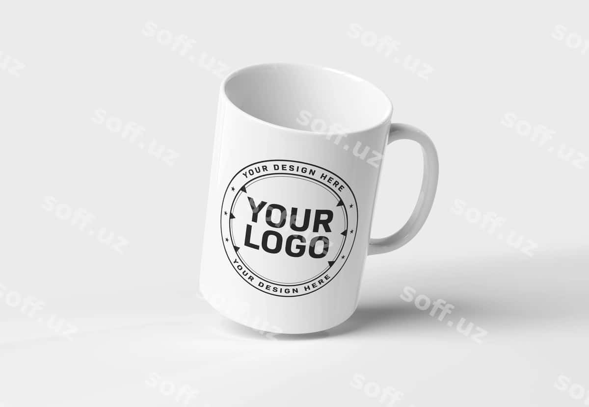 Mockup suza choy qoshiq oq fonda | Mockup floating mug white background 1