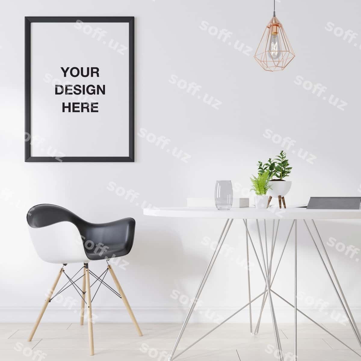Namuna poster ramkasi yashil uy | Mockup poster frame living room 1