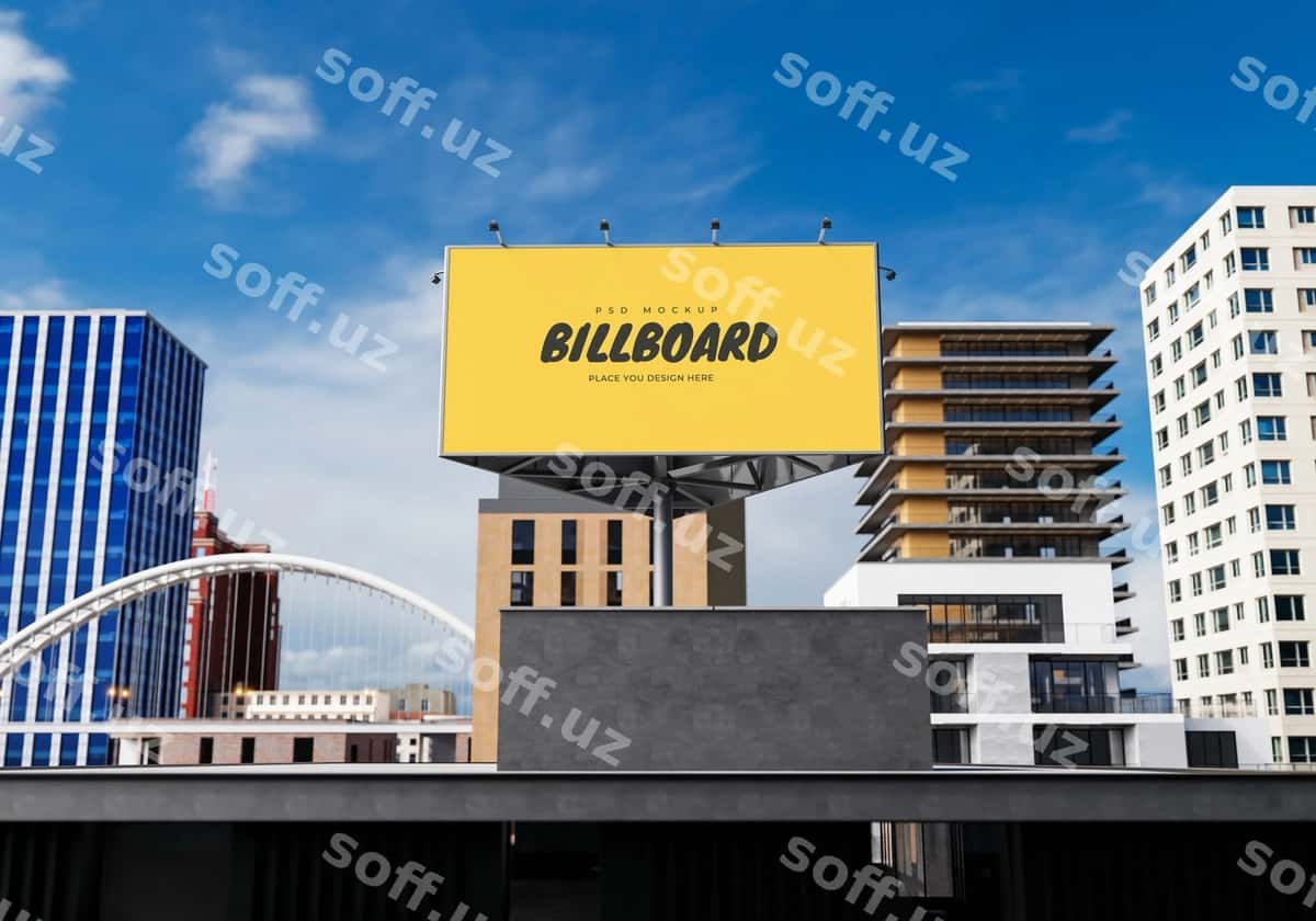 Mockup to'g'ri to'rtburchak billboard psd | Mockup rectangular billboard psd 1