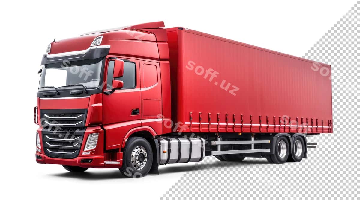 Namuna qizil yuk avtomobili | Mockup red truck 1