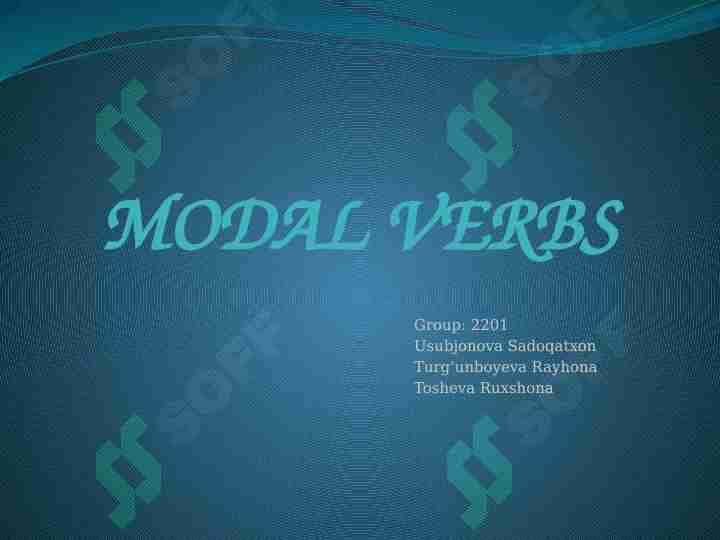 Modal verbs Modal fe'llar 1