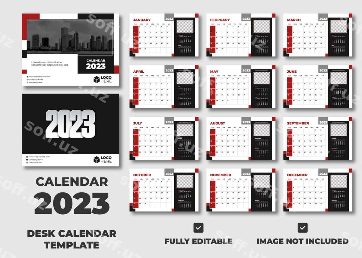 Zamonaviy biznes stol kalendari shabloni | Modern business desk calendar template 1