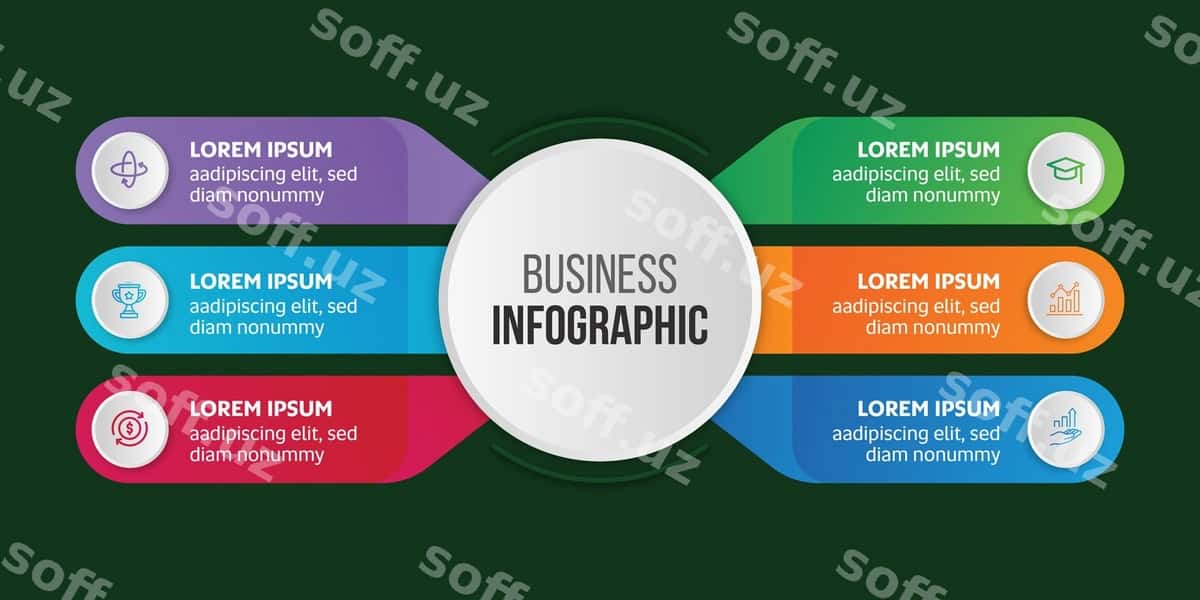 Zamonaviy rangarang infoqrafik bosqichlari | Modern colorful infographic steps 1