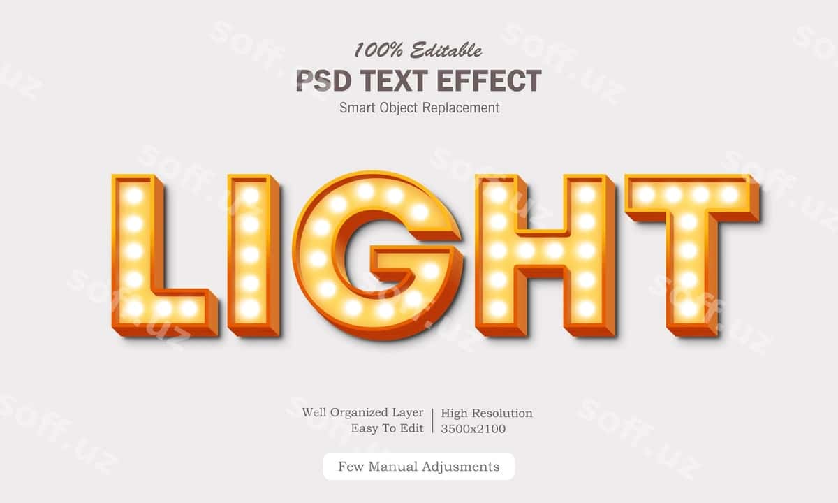 Zamonaviy yorqin matn efekti | Modern light text effect 1