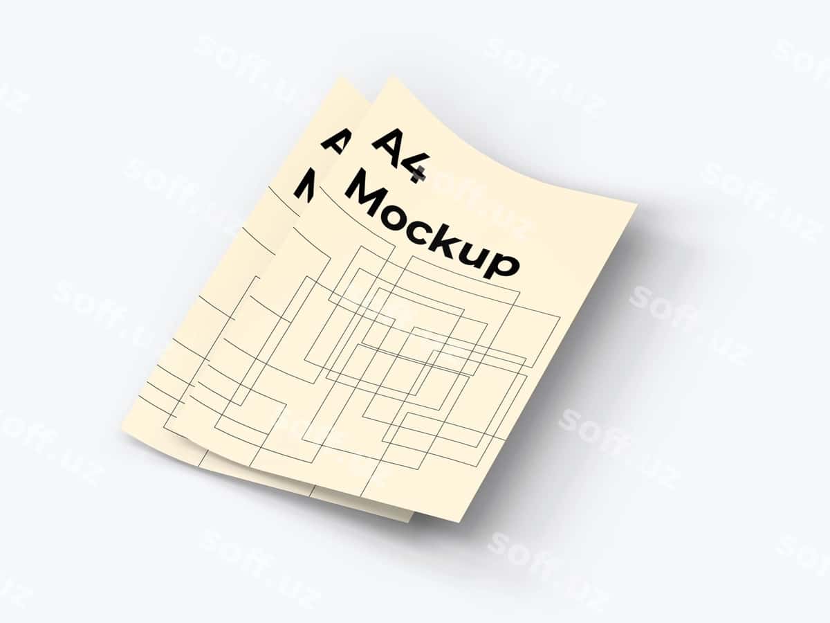 Ko'plab maqsadlar uchun A4 varaqlari namunasi | Multipurpose a4 papers mockup 1