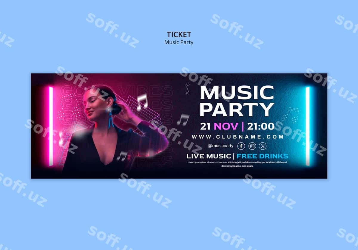 Musiqa mehmoniyati mezon shabloni | Music party entertainment template 1