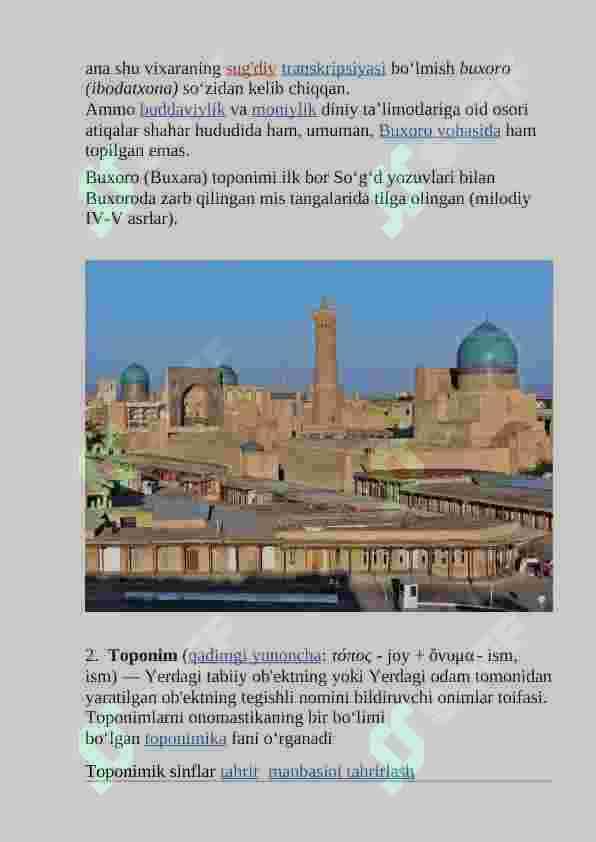 Buxoro viloyati toponimlari 2
