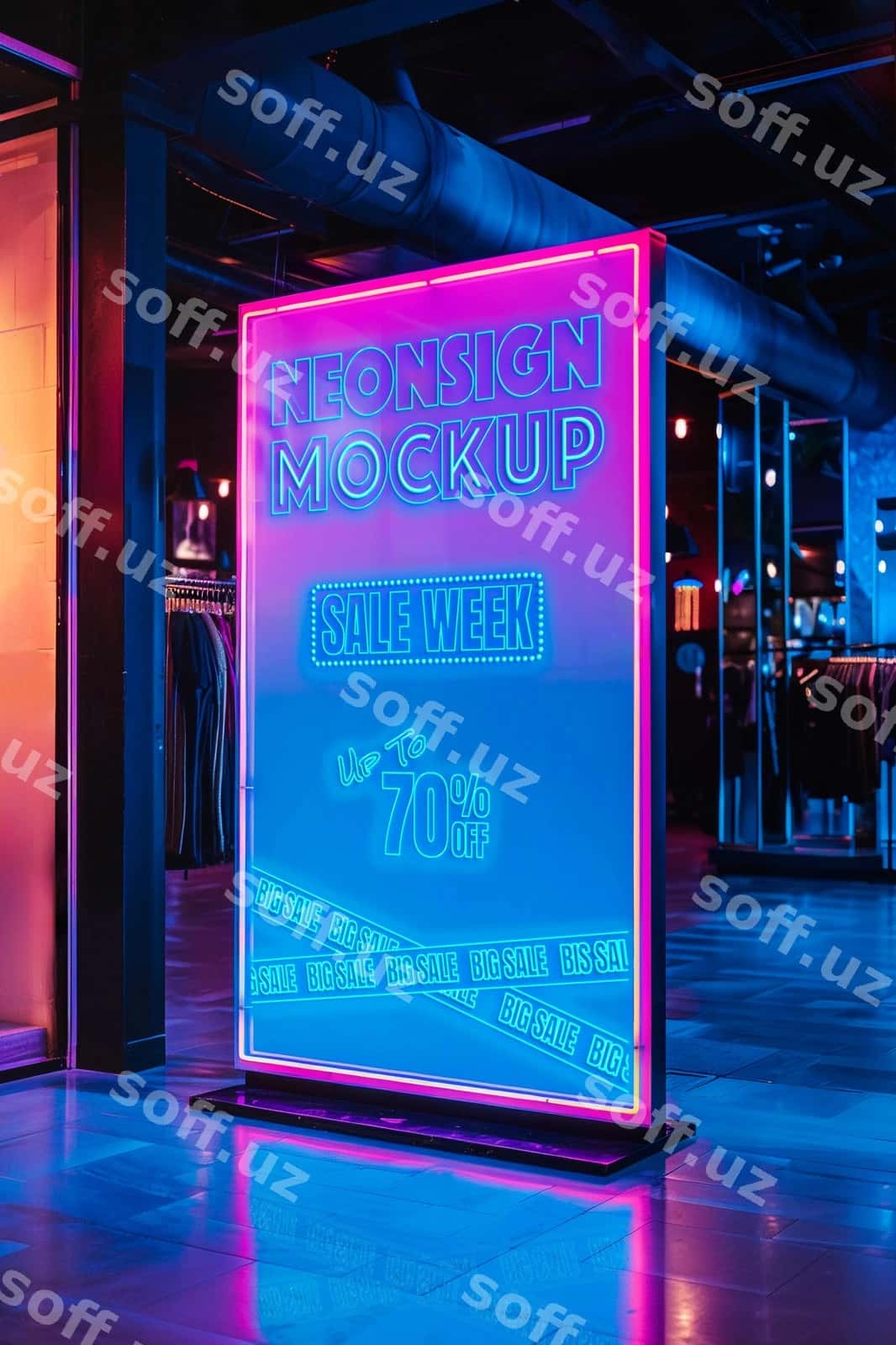 Neon do'kon ichki namuna | Neon store interior mockup 1