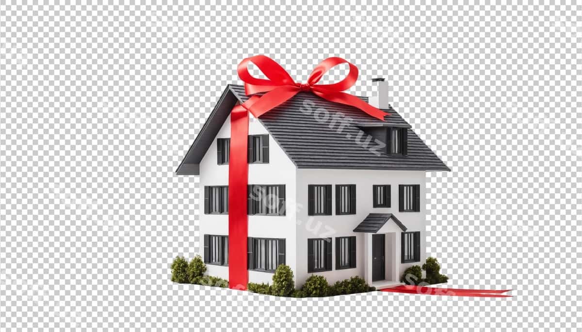 Yangi zamonaviy uy qizil lentabilan oʻralgan | New modern house wrapped with red ribbon 1