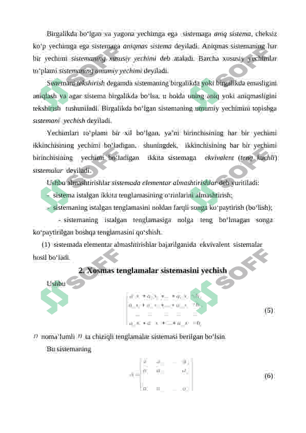 CHIZIQLI TENGLAMALAR SISTEMASI 2